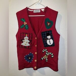 Vintage Hand Embroidered Christmas Vest